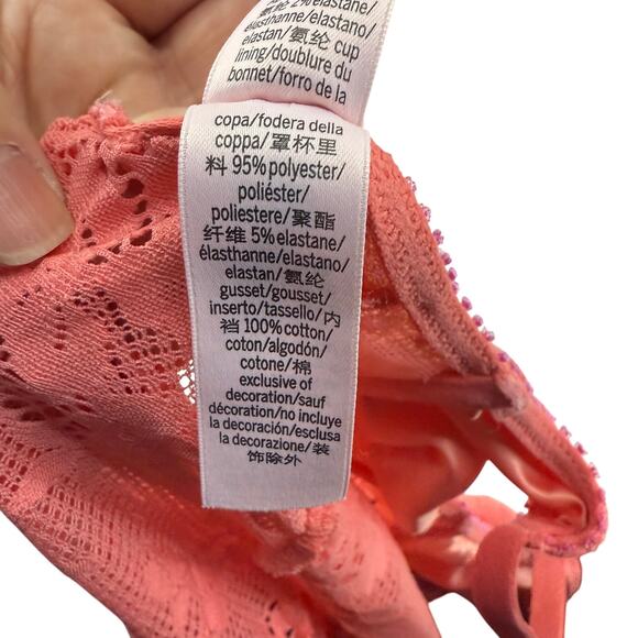 Victoria's Secret Tease Lace Demi Bodysuit Small Orange Pink - Picture 8 of 10